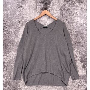 Ruti Sweater Top XS / Small Womens Gray Ribbed High Low Tunic